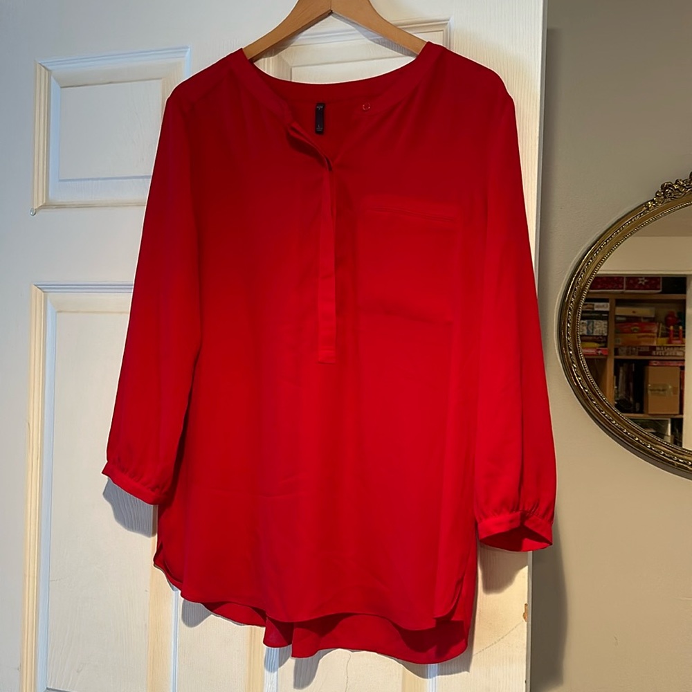 NYDJ Red popover blouse size L